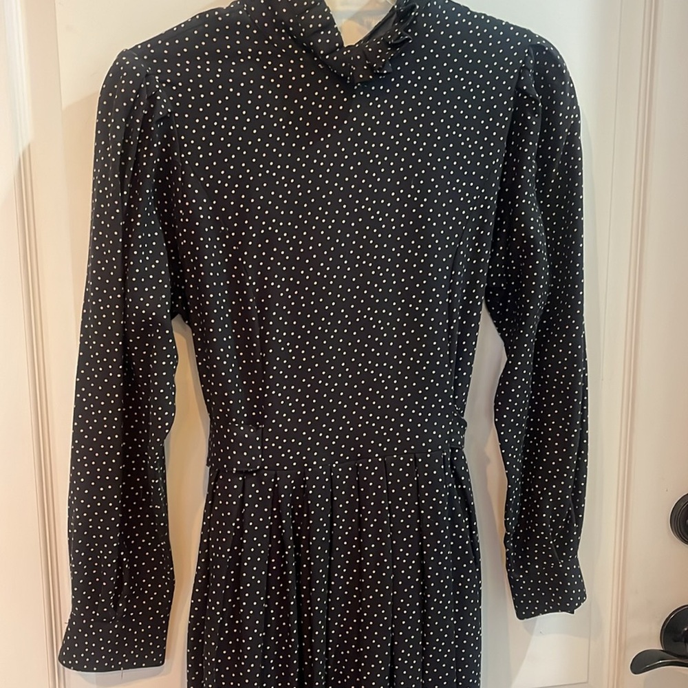 Vintage Laura Ashley wool& cotton mock turtleneck polkadot dress. 8